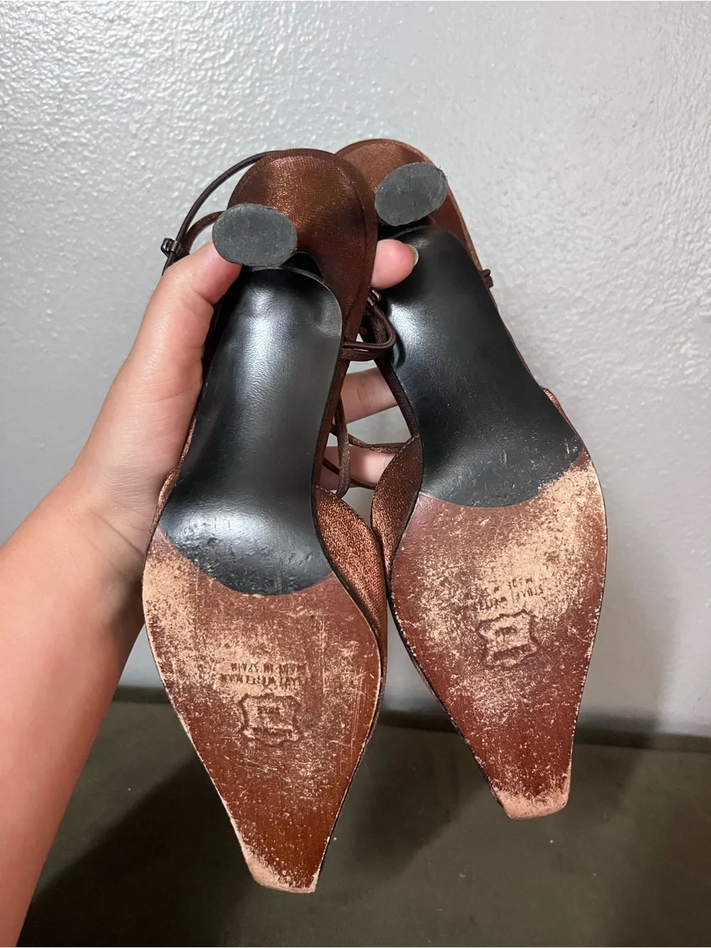Stuart Weitzman Metallic Copper Slingback Kitten Heels